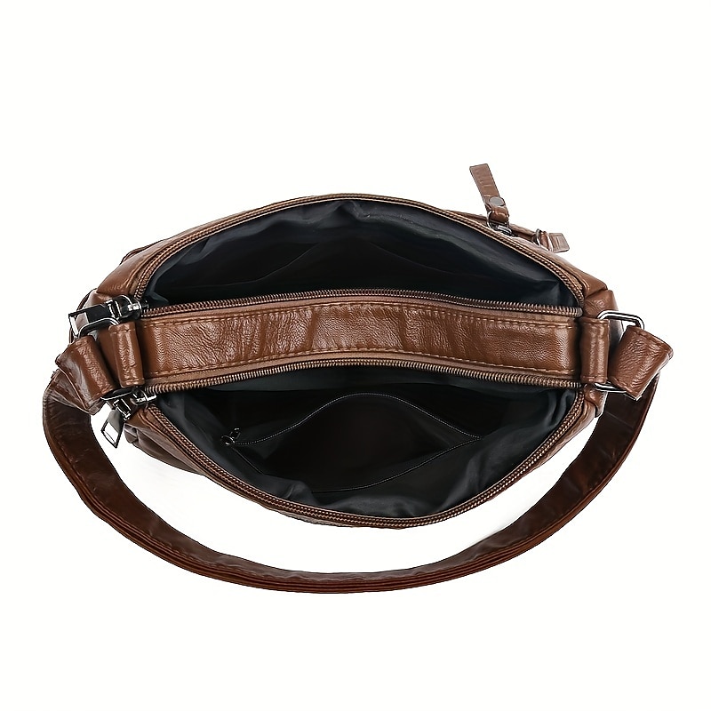 dámská vintage crossbody kabelka z umělé kůže s mnoha kapsami na zip – ležérní kabelka přes rameno pro každodenní nošení 2025 - $19.99 –P15