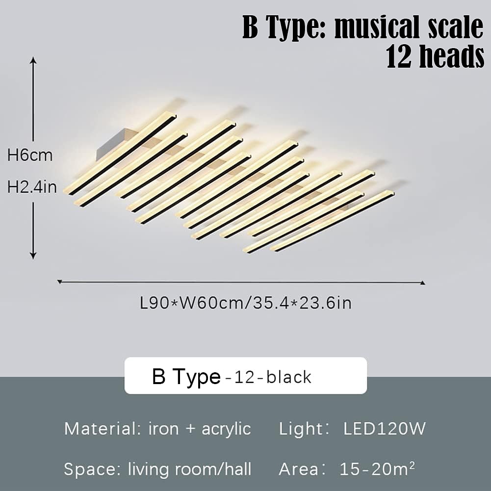 Rectangular Geometric LED Ceiling Lamp 12/15 Head Dimmable Chandelier for Bedroom Livingroom,Dimmable Flush Mount Ceiling Light,Modern Linear LED Ceiling Lights Fixture-Wave 110-240V 2025 - $352.69 –P3