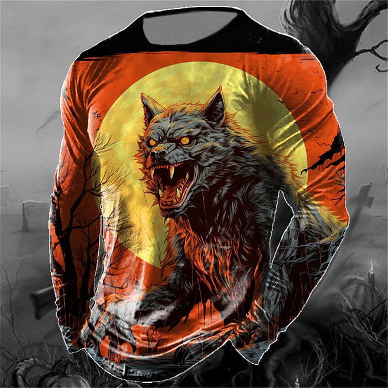 Halloween Hombre Graphic Animal Calabaza Camiseta Manga Larga Camiseta Impresión 3D Cuello Barco Camisa Moda Design Casual Deporte Festivos Noche Negro Amarillo Naranja Primavera & Otoño Ropa S M L 2025 - $19.99 –P2