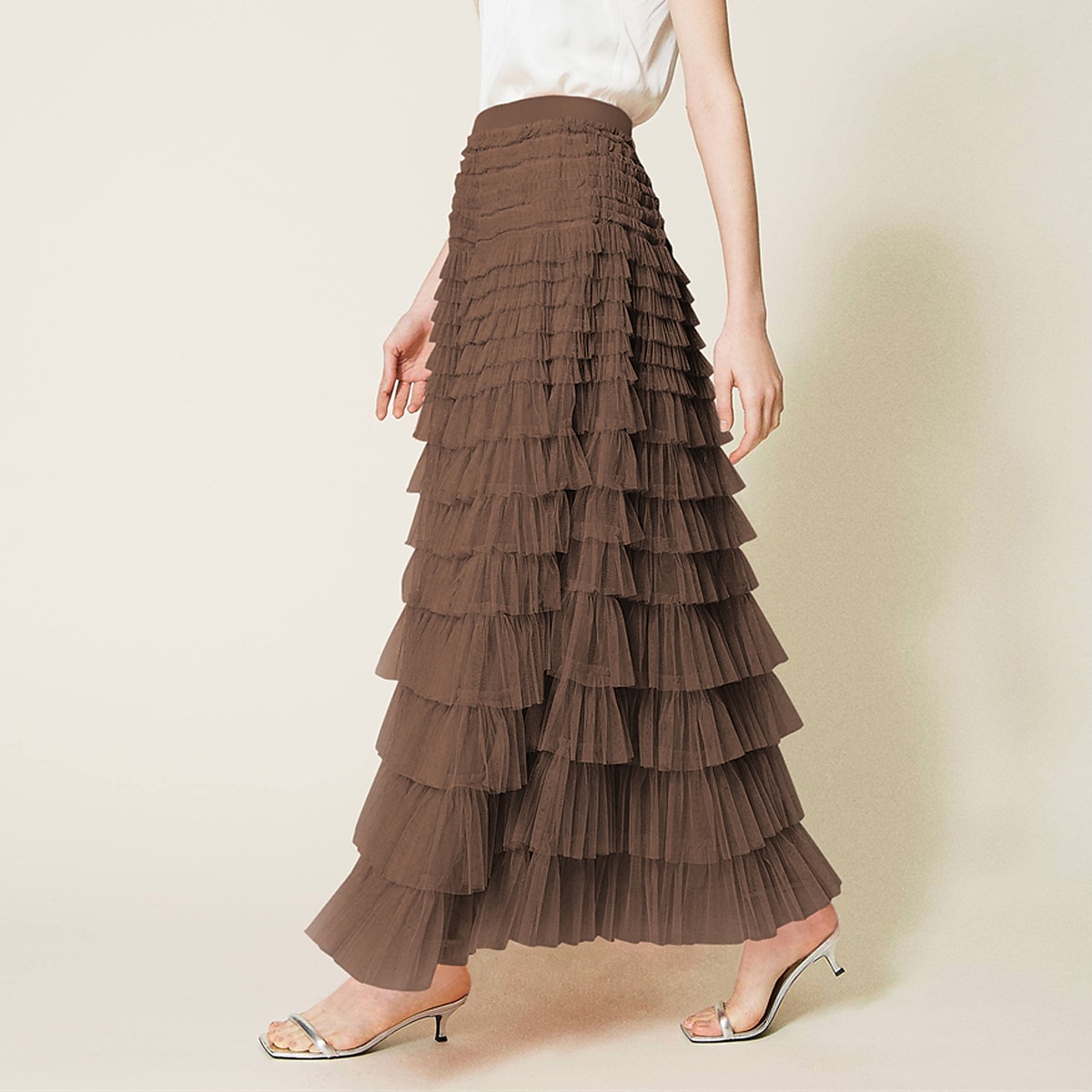 Dámské Sukně Houpačka Sukénka Elegantní Módní Na běžné nošení Maxi Vysoký pas Sukně Jednobarevné Plisé Dovolená ulice Meruňková Černá Khaki Sytě červená Jaro léto Polyester 2025 - $31.99 –P14