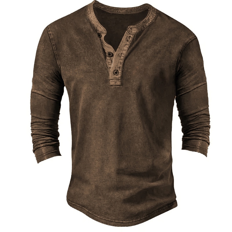 Férfi Gombos póló Póló Henley ing Tee Top Hosszú ujj Henley Tavasz & Ősz Színes Divat Dizájn Alap Vakáció Utca Alkalmi Sötétkék Lóhere Kávé Férfi felső póló 2025 - $7.39 –P4