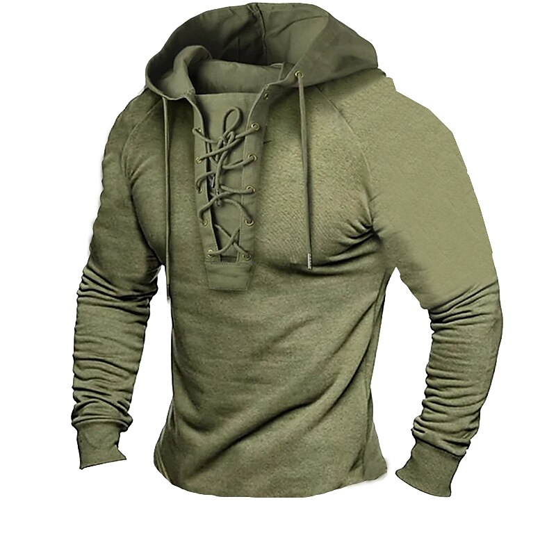 Per uomo Felpa con cappuccio Felpa con cappuccio tattica Compatto Verde militare Con cappuccio Liscio Lacci Collage Sportivo Giornaliero Per eventi Streetwear Fantastico Informale Primavera & Autunno del 2025 a $27.99 –P1