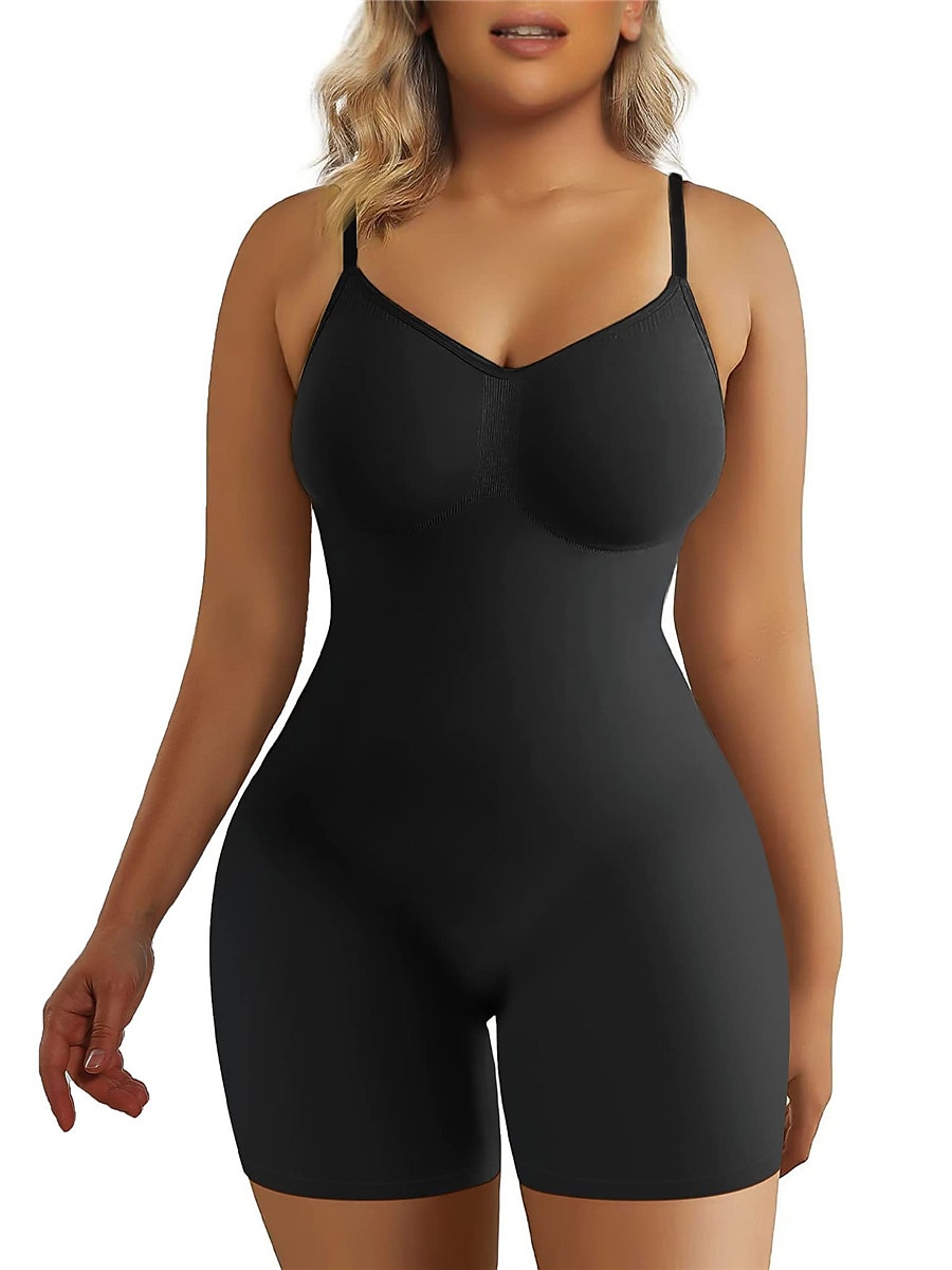 Damen-Bodysuits in Übergröße, figurformend, reine Farbe, modisch, heißer Urlaub, Fitnessstudios, Nylon, atmungsaktive Träger, ärmellos, rückenfrei, Sommer, Frühling, Home-Outfits 2025 - $19.49 -P1
