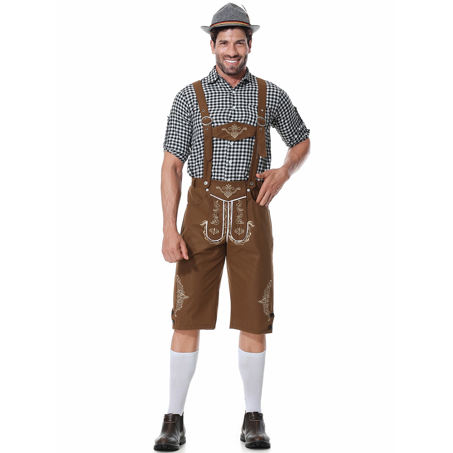 Oktoberfest Lederhosen Hemd Bayerisch Bayerisch Deutsch Wiesn Herren Stoff im traditionellen Stil Bluse Shorts Hut 2026 - HUF 24835 –P7