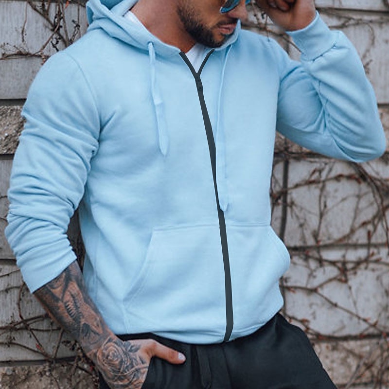 Męskie Rozpinana bluza z kapturem Bluza z zamkiem Rumiany róż Niebieski Szary Kaptur Równina Zapiąć na zamek błyskawiczny Sport i turystyka Codzienny Święto Poliester Moda miejska Nowoczesne Codzienny 2026 - $33.99 –P2