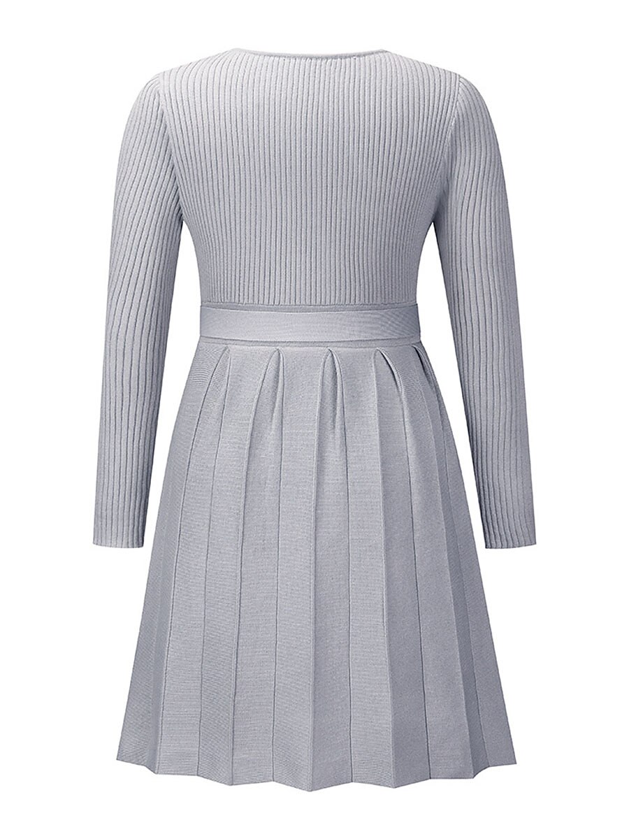 Robe Pull Robe en maille Femme Mini robe Extérieur du quotidien Sortie manche longue Surplis nouer devant Tricot Mode Plein Ample 2023 Noir Vert Kaki S M L XL XXL de 2025 ? $71.99 –P7