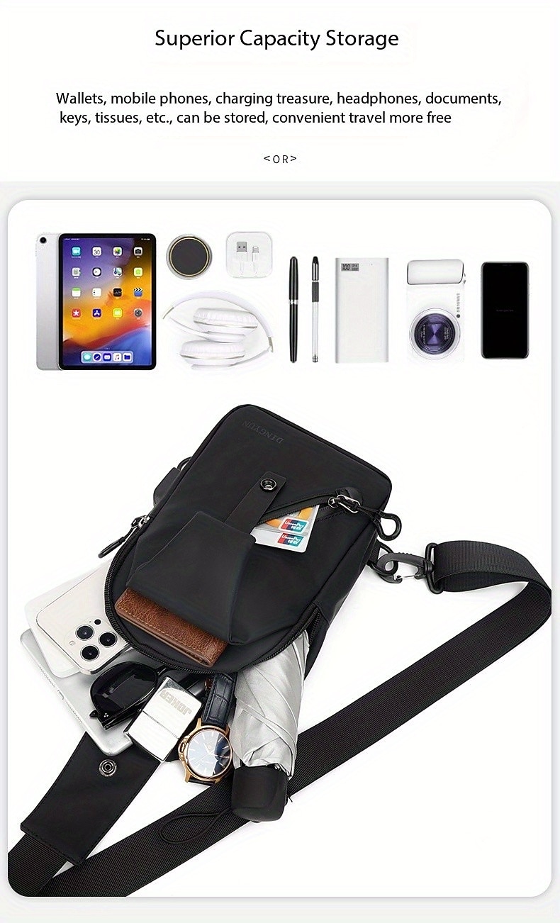 Anti-Diefstal Schouder Sling Rugzak - Waterproof Krassenbestendig Lichtgewicht Schouderrugzak met USB-oplaadpoort Ideaal Cadeau voor Mannen 2026 - $14.99 –P3