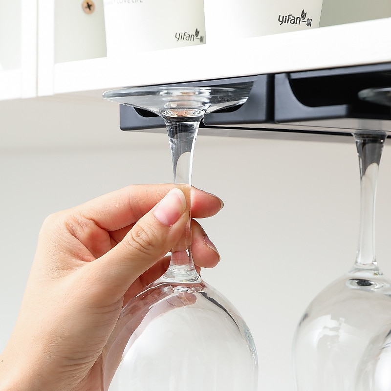 Riipoo Wine Glass Rack Hanger Under Cabinet, Wine Glass Holder Under Shelf, Stemware Rack Black for Cabinet, 2-Pack 2025 - $11.49 –P3