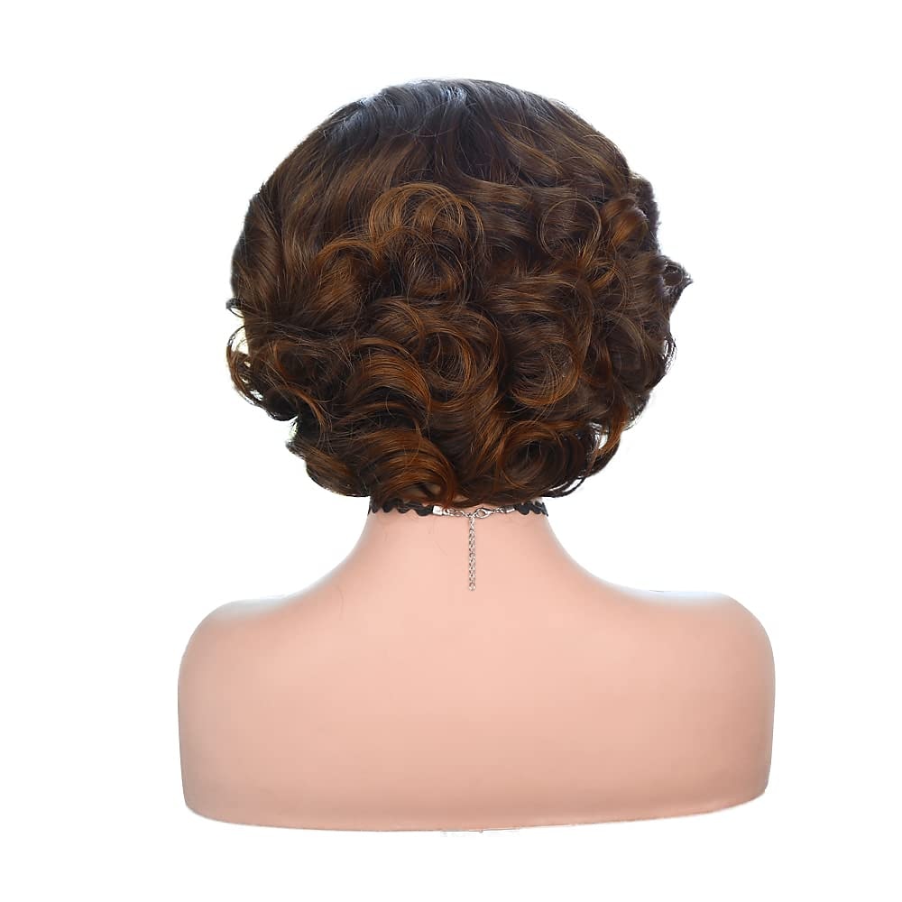 Synthetische pruiken Gekruld Asymmetrisch kapsel Machinegemaakt Pruik Kort A1 A2 A3 A5 A6 Synthetisch haar Dames Cosplay Zacht Feest Zwart Bruin Donkerbruin 2025 - $24.99 –P7