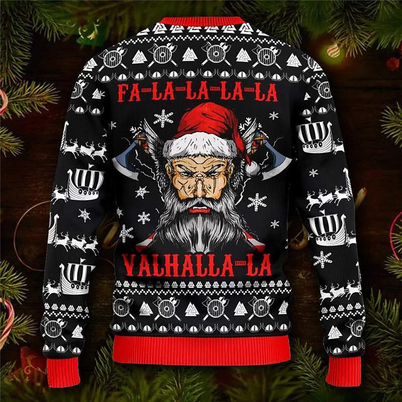 2025年 醜いクリスマスセーター メンズ 面白いセーター スカル 文字 スノーフレーク ゴシック プリント 編み物 プルオーバー ジャンパー ニットウェア 大晦日セーター アウトドア 日常 休暇 長袖 ワイン ブラック レッド 秋 冬  コレクション – $38.99 –P5