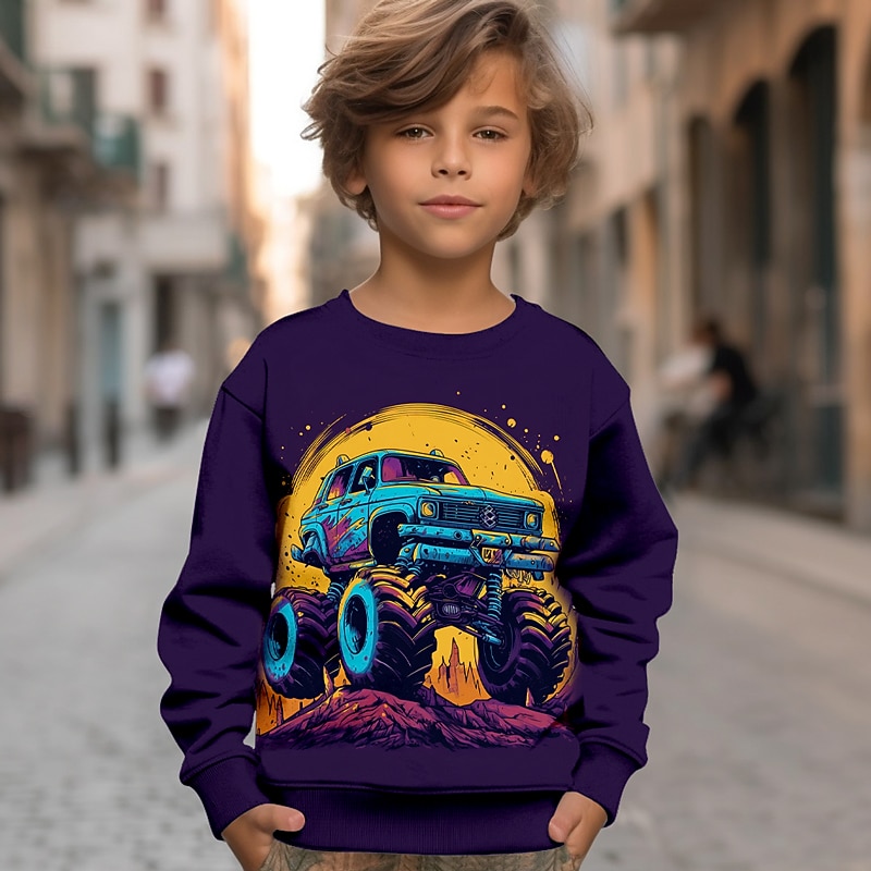 Pojkar 3D Bilar brand Tröja Pullover Långärmad 3D-tryck Höst Vinter Mode Streetwear Häftig Polyester Barn 3-12 år Utomhus Ledigt Dagligen Normal 2025 - $17.49 –P5