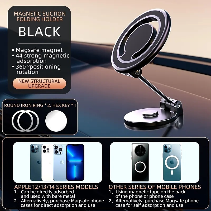 magnetische autotelefoonhouder universele vent magsafe ring auto mountfit voor iphone 14 13 12 pro plus mini magsafe case alle telefoons 2025 - $19.99 –P2