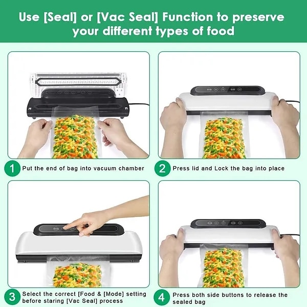 Vacuum Sealer Machine Automatic Food Sealer for Food Savers w/Starter Kit Led Indicator Lights Easy to Clean Dry & Moist Food Modes 2025 - $55.99 –P3