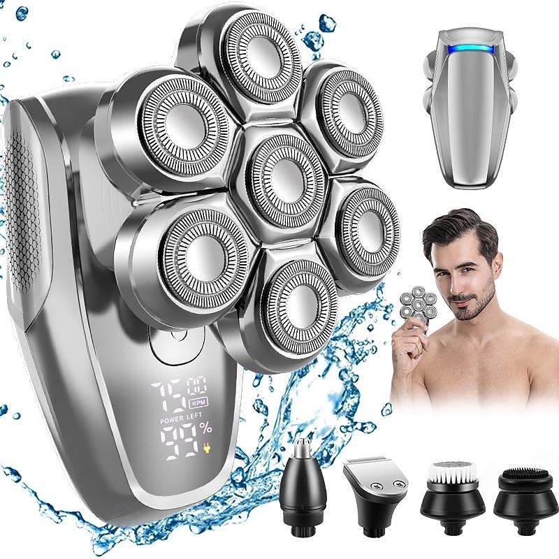 7d holicí strojek 5 v 1 holicí strojky na hlavu pro muže elektrický holicí strojek s chlupy v nose zastřihovač kotlet voděodolný mokrý/suchý set pro pánskou péči s LED displejem 2025 - $51.99 –P3