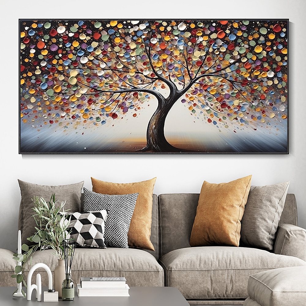 Hand Painted Wall Art Abstract Colorful Tree Canvas Oil Painting Handmade Textured Landscape  Painting Hand Painted Forest painting Home Decoration Decor Rolled Canvas 2025 - $69.99 –P3