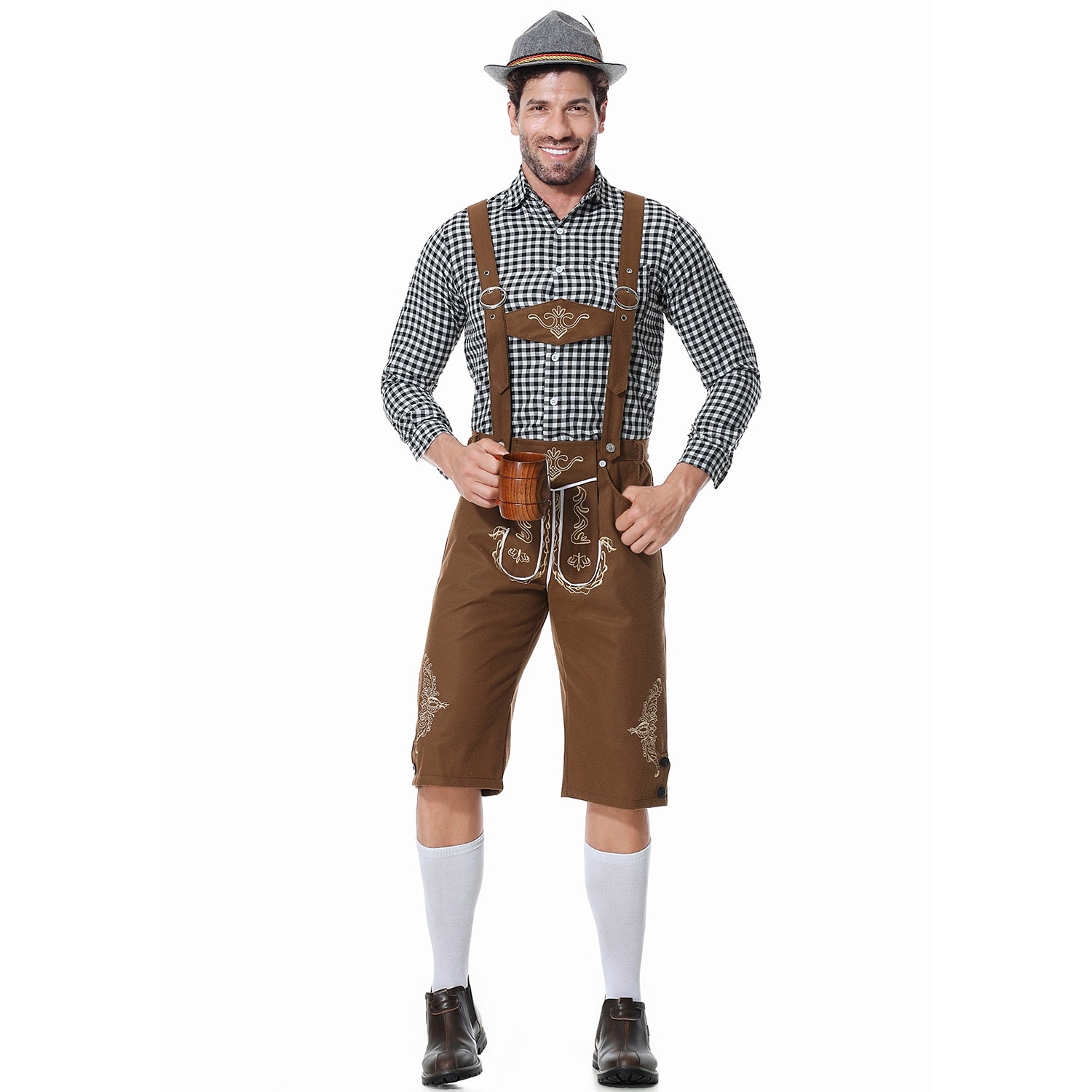 Oktoberfest Lederhosen Hemd Bayerisch Bayerisch Deutsch Wiesn Herren Stoff im traditionellen Stil Bluse Shorts Hut 2026 - HUF 24835 –P9