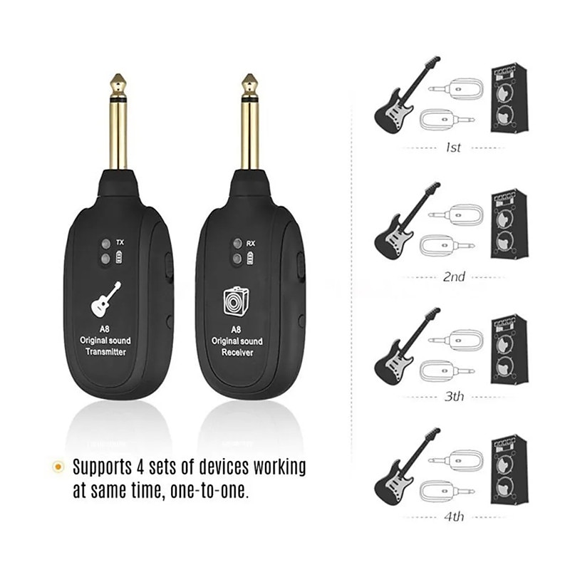 A8 UHF Wireless System Guitar Pickup Audio Transmitter Receiver for Electric Guitar Bass Violin Parts 2025 - $46.99 –P1