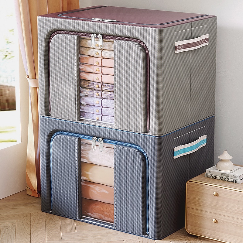 Caja de almacenamiento de ropa de gran capacidad, organizador de colchas de ropa a prueba de polvo, contenedor plegable para dormitorio y hogar, 1 ud. 2025 - $6.99 –P1