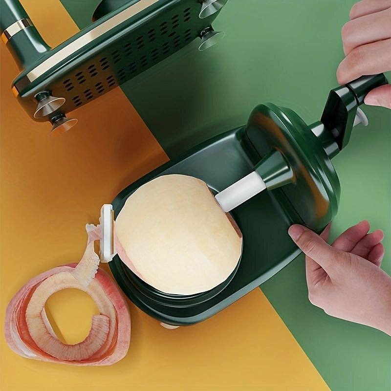 pelapatate rotante automatico per frutta, tagliamele con lame in acciaio inox con affettamele, gadget da cucina del 2025 a $25.99 –P7