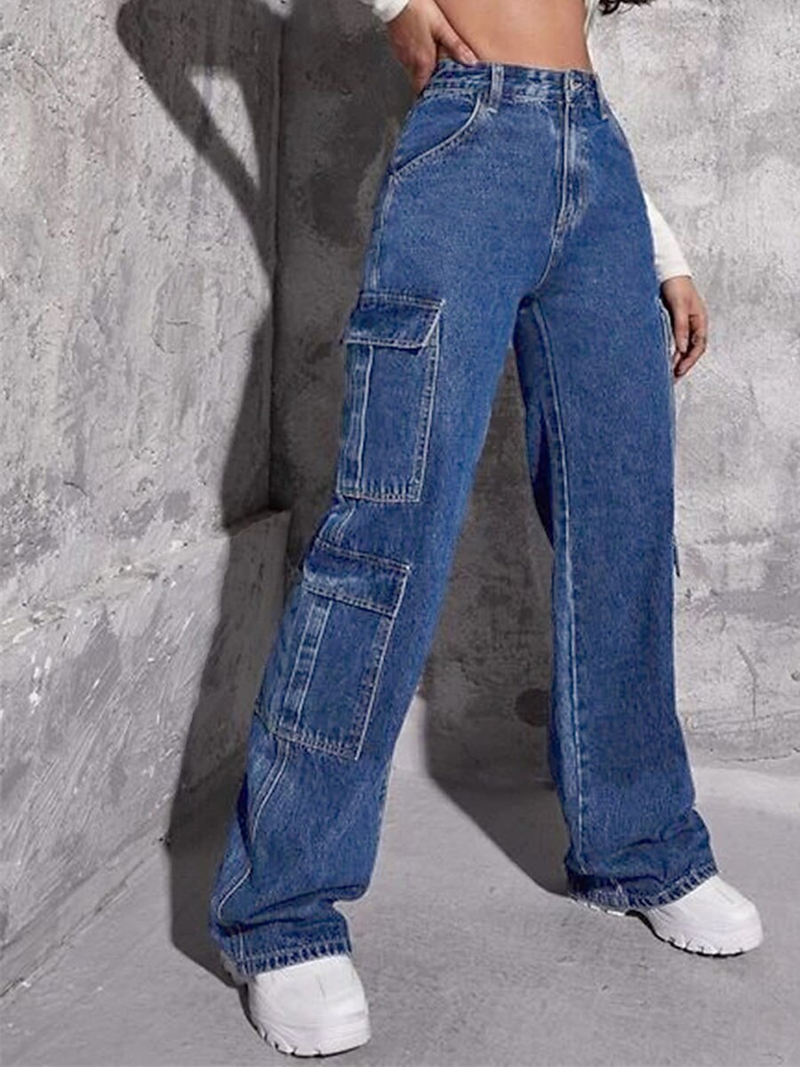 Women's Jeans Cargo Pants Pants Trousers Full Length Fashion Streetwear Street Daily Deep Blue LightBlue XS S Summer Spring 2023 - US $34.99 –P5