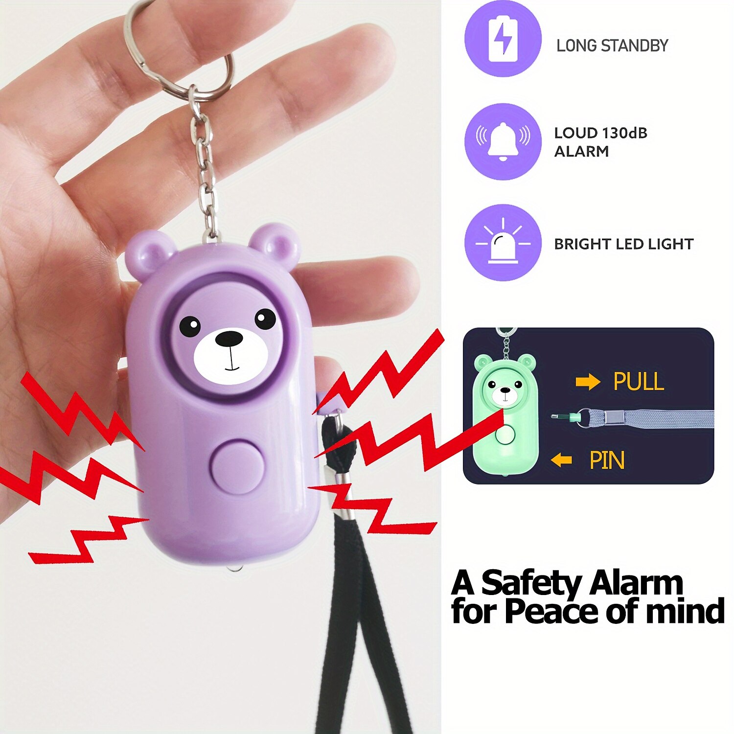 Personal Safety Alarm, 130dB High-frequency Alarm With LED Light For Women Elderly, Suitable For Outdoor Survival And Emergency 2025 - $13.99 –P2