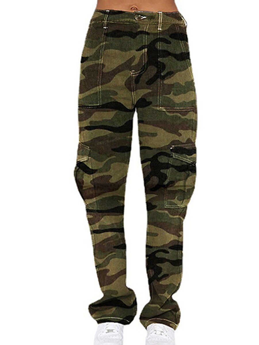 Women‘s Jeans Cargo camo camouflage parachute pants Full Length Fashion Streetwear Street Daily Camouflage S M Fall Winter 2023 - US $34.99 –P6