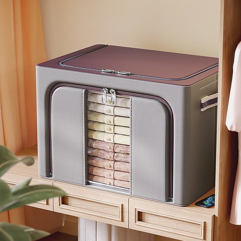 Caja de almacenamiento de ropa de gran capacidad, organizador de colchas de ropa a prueba de polvo, contenedor plegable para dormitorio y hogar, 1 ud. 2025 - $6.99 –P2