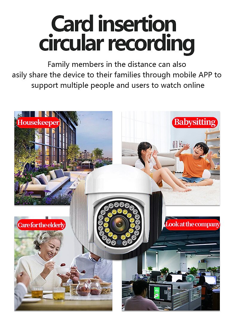 Full HD 1080P WiFi IP Camera Wireless Speed Dome PTZ IP66 Waterproof CCTV IR Outdoor Indoor NetCam Monitoring Auto Tracking Full Color Night Vision Security Camera 2025 - $39.99 –P9
