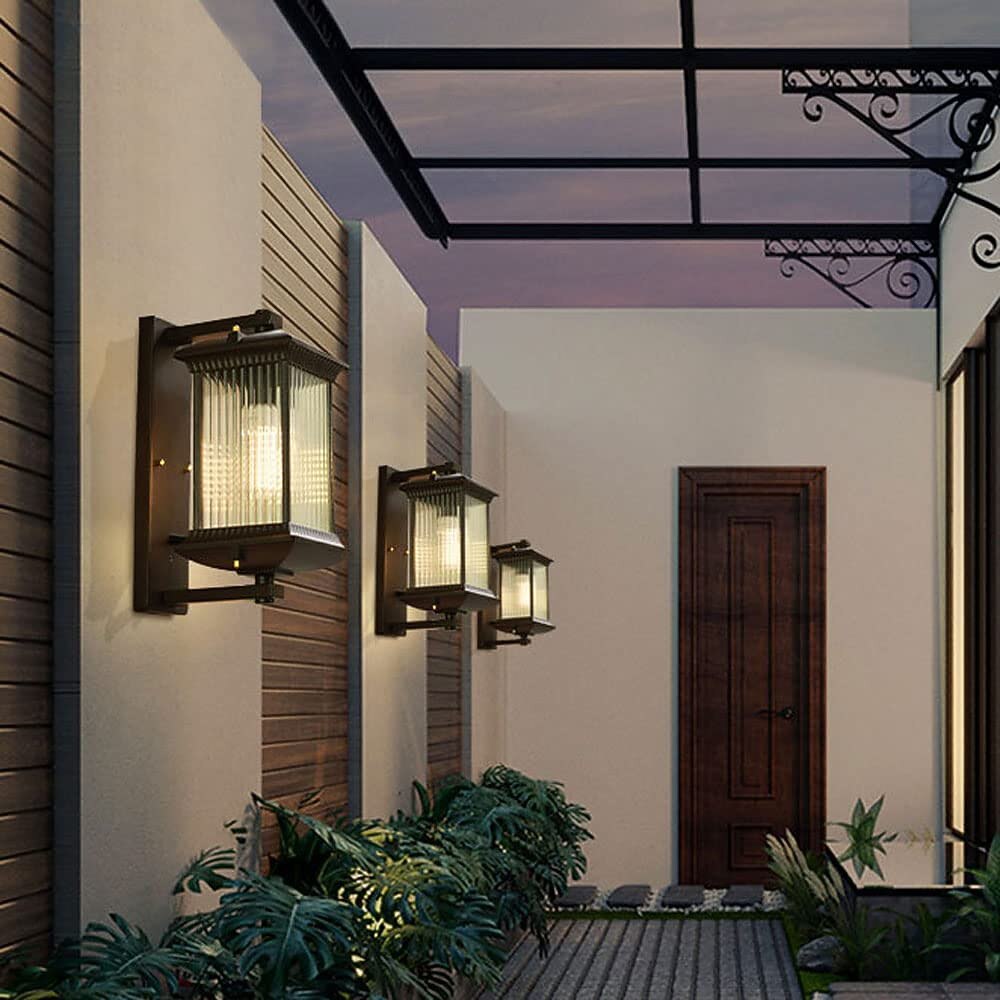 applique da parete a led apparecchio di illuminazione per interni ed esterni lanterna esterna impermeabile ip65 alluminio antiruggine lanterna in vetro lampada da parete lanterna cortile giardino del 2025 a $175.99 –P6