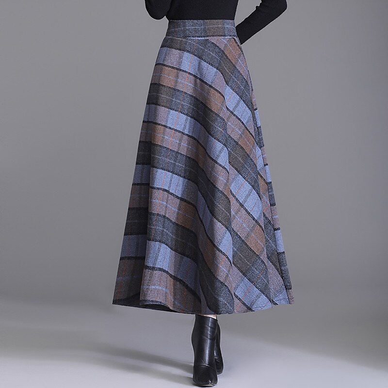 dames a-lijn geruite rok midi-rokken zak lange geruite kleurblok dagelijks datum herfst&winter twilled satijn elegant lang rood blauw groen 2025 - $32.99 –P4