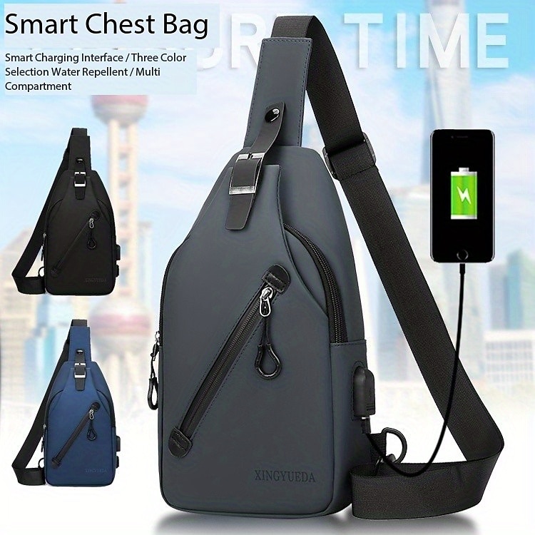 Anti-Diefstal Schouder Sling Rugzak - Waterproof Krassenbestendig Lichtgewicht Schouderrugzak met USB-oplaadpoort Ideaal Cadeau voor Mannen 2026 - $14.99 –P1