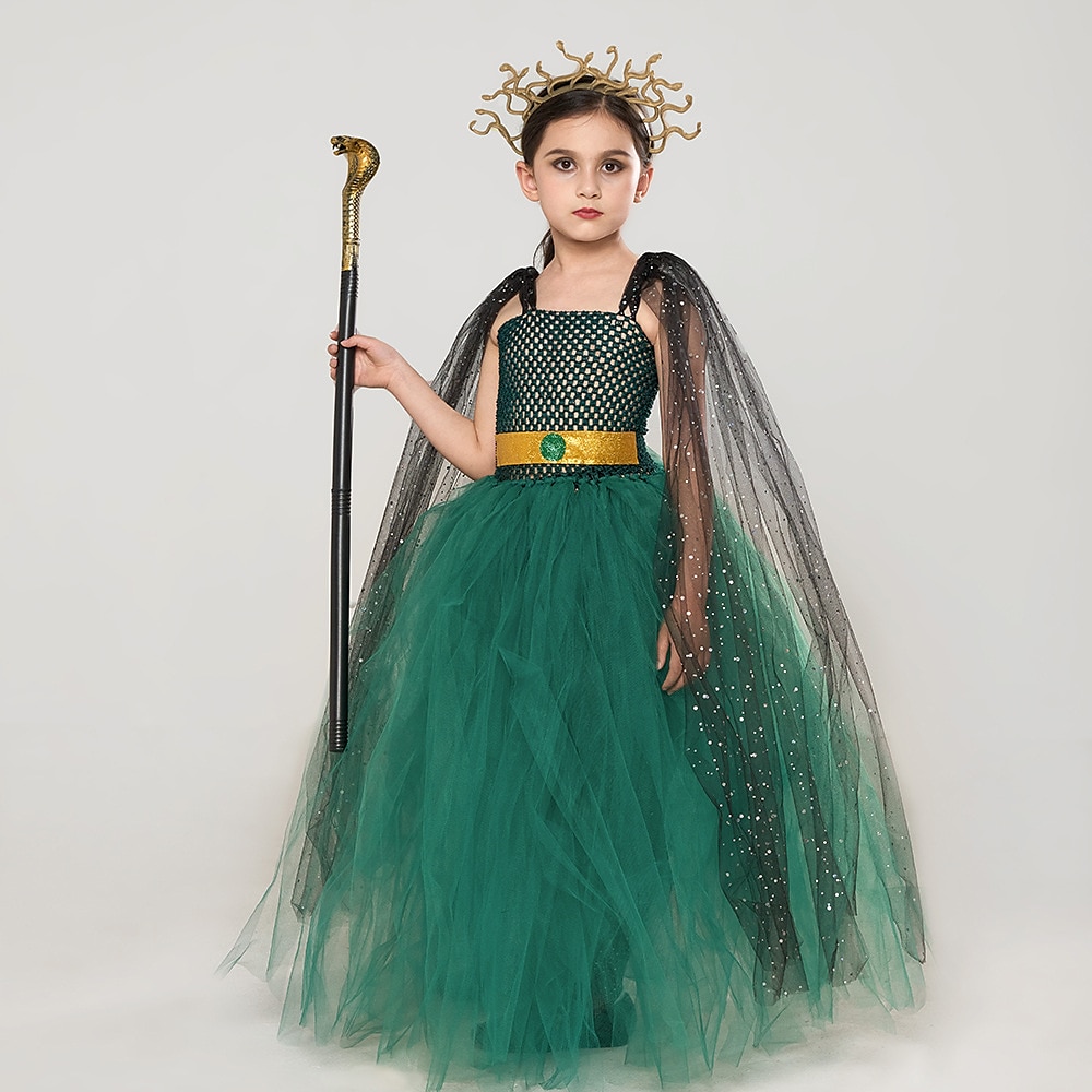 Medusa Šaty Cosplay kostým Sukénka Dětské Dívčí cosplay Výkon Párty předvečer Všech svatých Karneval Plesová maškaráda Jednoduchý karnevalový kostým 2025 - $54.99 –P1