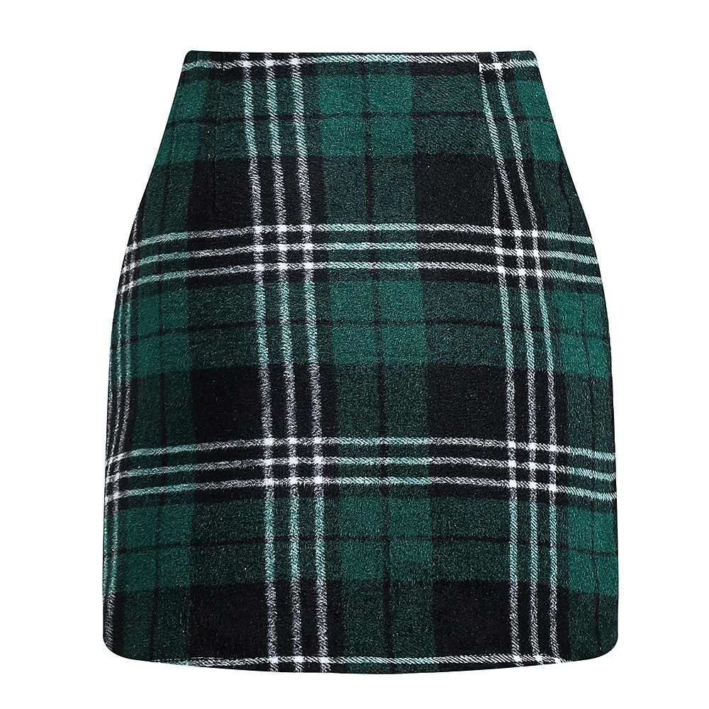 Femme Jupe Moulante Mode Décontractées Mini Taille haute Jupes Plaid Imprimer Vacances Plein Air Saphir Turquoise Vert foncé Café foncé Hiver Laineux de 2025 ? $25.99 –P5