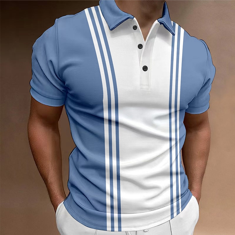 Férfi Button Up Polos POLO trikó Hétköznapi Szabadság Hajtóka Rövid ujjú Divat Alap Színes Gomb Nyár Normál Medence Khakizöld Sötétkék Szürke Button Up Polos 2025 - $15.49 –P4