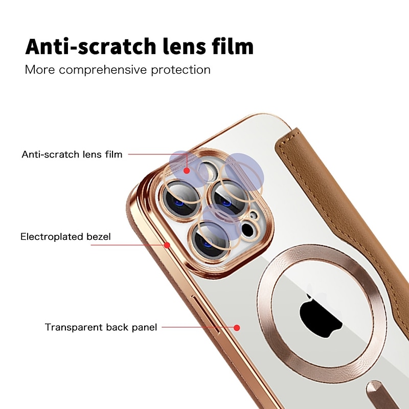 2025年 電話 ケース 用途 Apple AirTag iPhone 16e iPhone 13 12 11 Pro Max ウォレットカードケース マグセーフ搭載 クリア カード挿入口 レトロ風 TPU PUレザー コレクション – $19.99 –P9