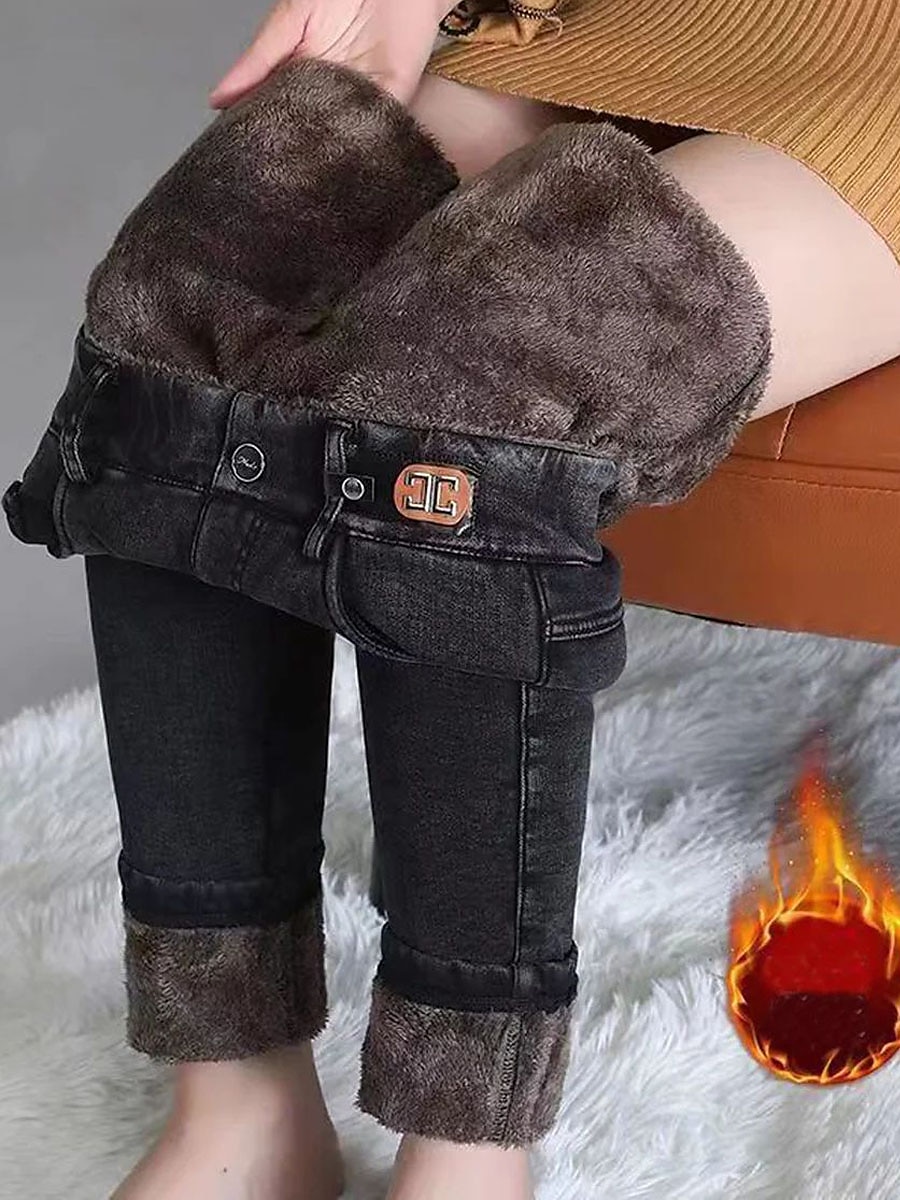 Damen Leggins Modisch Strassenmode In voller Länge Hoher Taillenbund Feste Farbe Tasche Elastische Taille warm Komfort Atmungsaktivität Mikro-elastisch Urlaub Strasse Täglich Schwarz Grau Herbst 2025 - $20.99 –P1