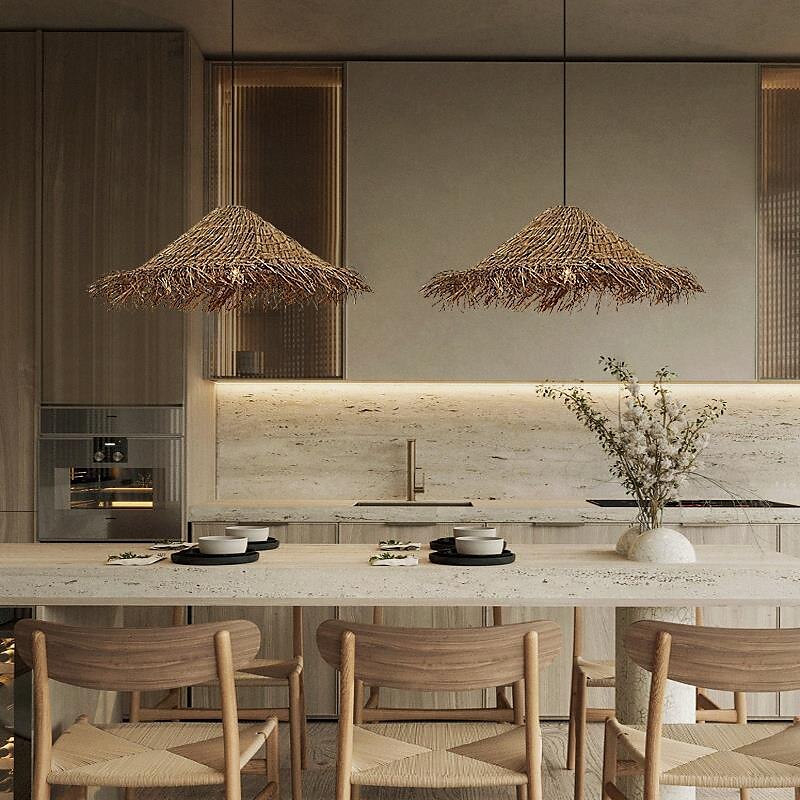 LED Pendant Lamp Rattan Pendant Light 30/40m Retro Suspension Lamp Woven Hanging Lamp Wicker Lampshade Hanging Light Fixture for Dining Table Restaurant 110-240V 2025 - $449.99 –P4