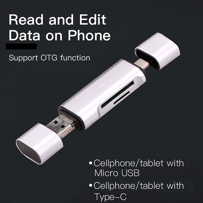 High-speed 3 In 1 Android Camera Laptop Computer SD USB Aluminum Alloy Micro USB TF OTG Type-c Cardreader Adapter Extended Card Reader 2025 - $14.99 –P1