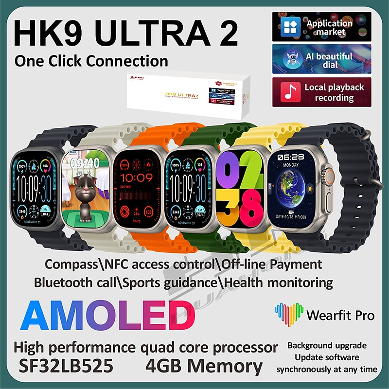 HK9 ULTRA 2 Smart Watch 2.12 inch Smartwatch Fitness Running Watch  Bluetooth Temperature Monitoring Pedometer Call Reminder Compatible with  Android iOS Women Men Long Standby Hands-Free Calls 2024 - $47.99