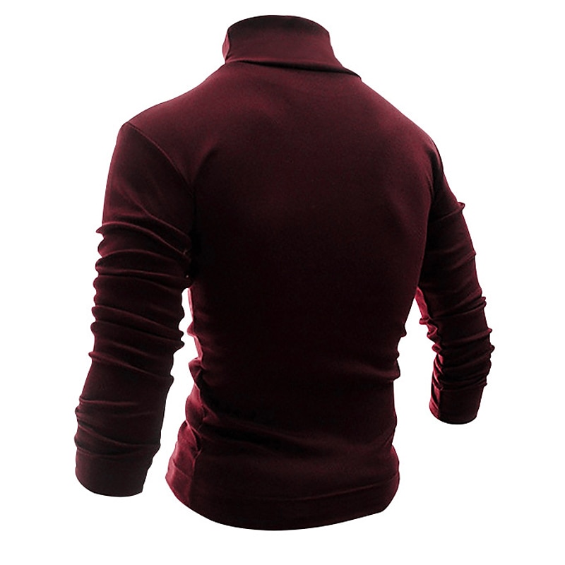 Herren T Shirt T-Shirt Langarmshirt Langarm Rollkragen Frühling & Herbst Einfach Mode Designer Basic Urlaub Straße Ausgehen Wein Aprikose Dunkelgrau Top T-Shirt für Herren 2025 - $23.99 –P12