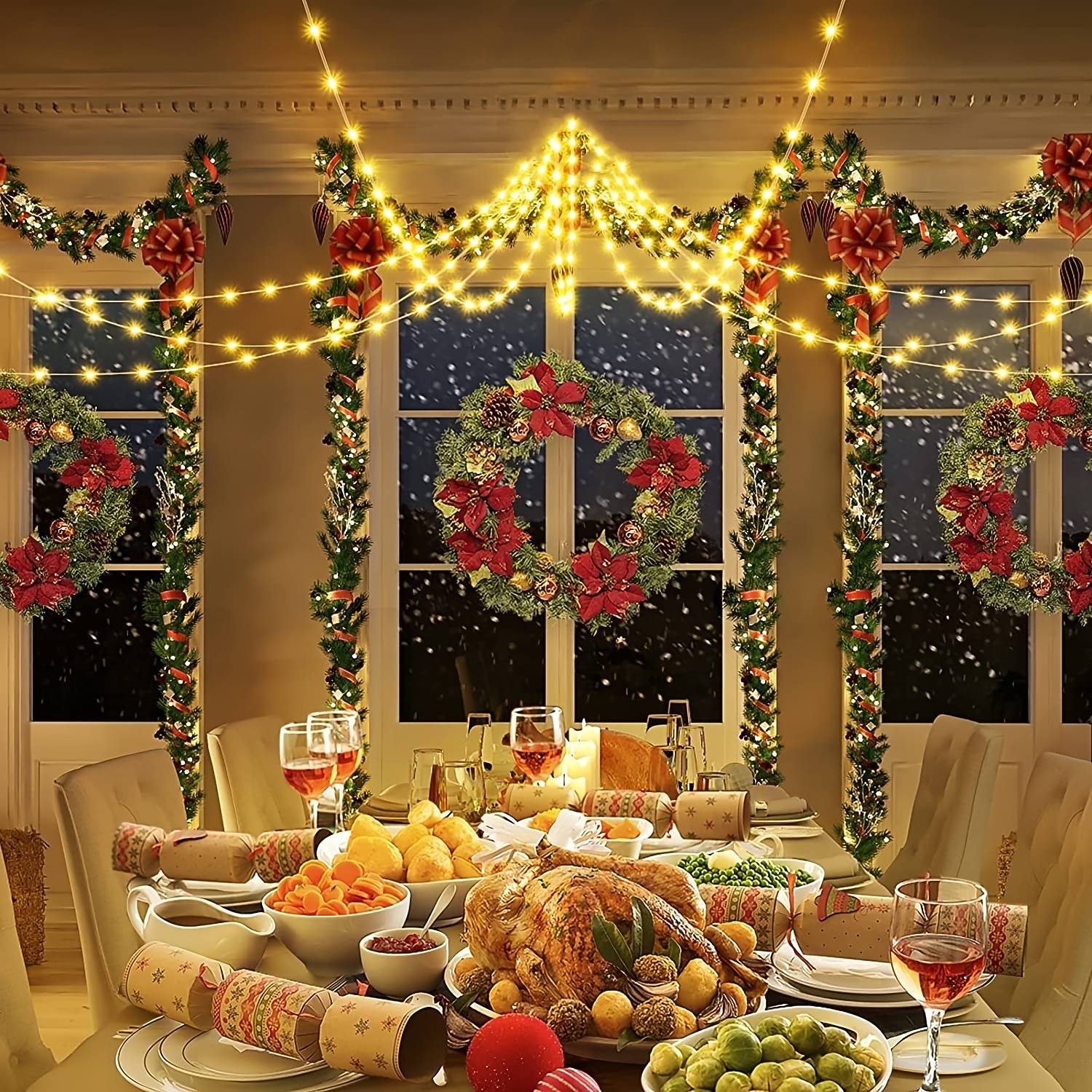 luces de hadas del árbol de la cascada 180 leds luz de la cascada del árbol de navidad 9 gotas 78,74 pulgadas luz de guirnalda al aire libre enchufe usb 8 modos cortina de ventana luz de carámbano 2025 - $22.99 –P6