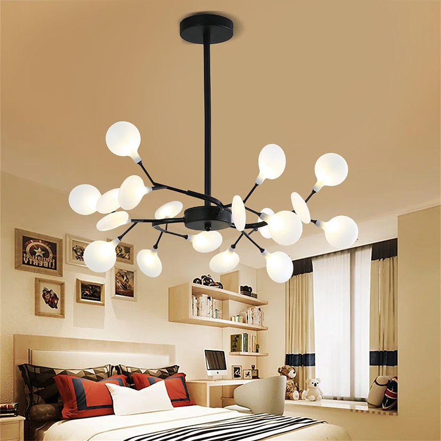 led μενταγιόν φως πολυέλαιος μαύρος χρυσός 18/30/36/45/54 κεφαλές σχεδίασης σπούτνικ μεταλλικά βαμμένα φινιρίσματα σπούτνικ μοντέρνο σκανδιναβικό στυλ 110-240v 2025 - $237.89 –P11