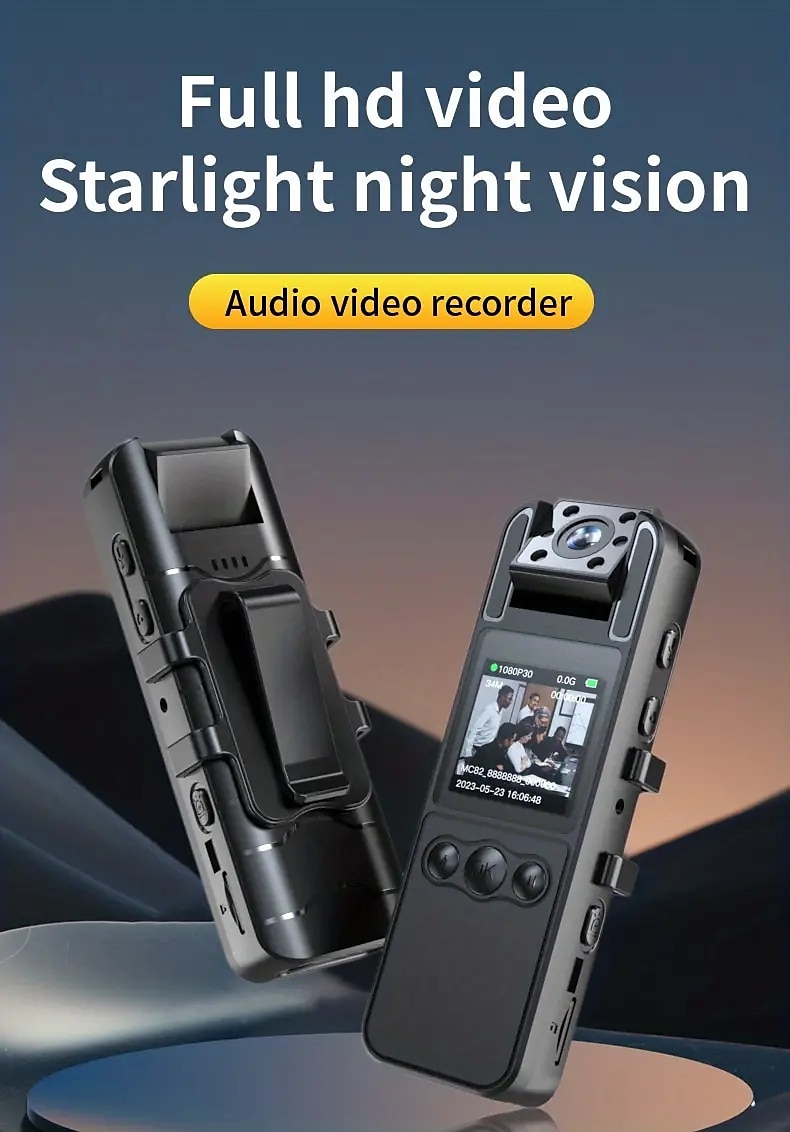 1080P Ultra Clear Camera No WiFi Function Mini Back Clip-on Camera Recorder Can Flip Lens Small Security Portable Camera 1.3 Inch Color Screen Side Recording Side Viewing Suitable For Home And 2025 - $83.99 –P1