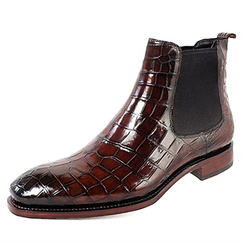 bottines chelsea en similicuir bleu à motif crocodile pour homme – bottines élégantes à enfiler avec empiècements latéraux élastiques pour une tenue formelle et décontractée de 2025 ? $59.99 –P5