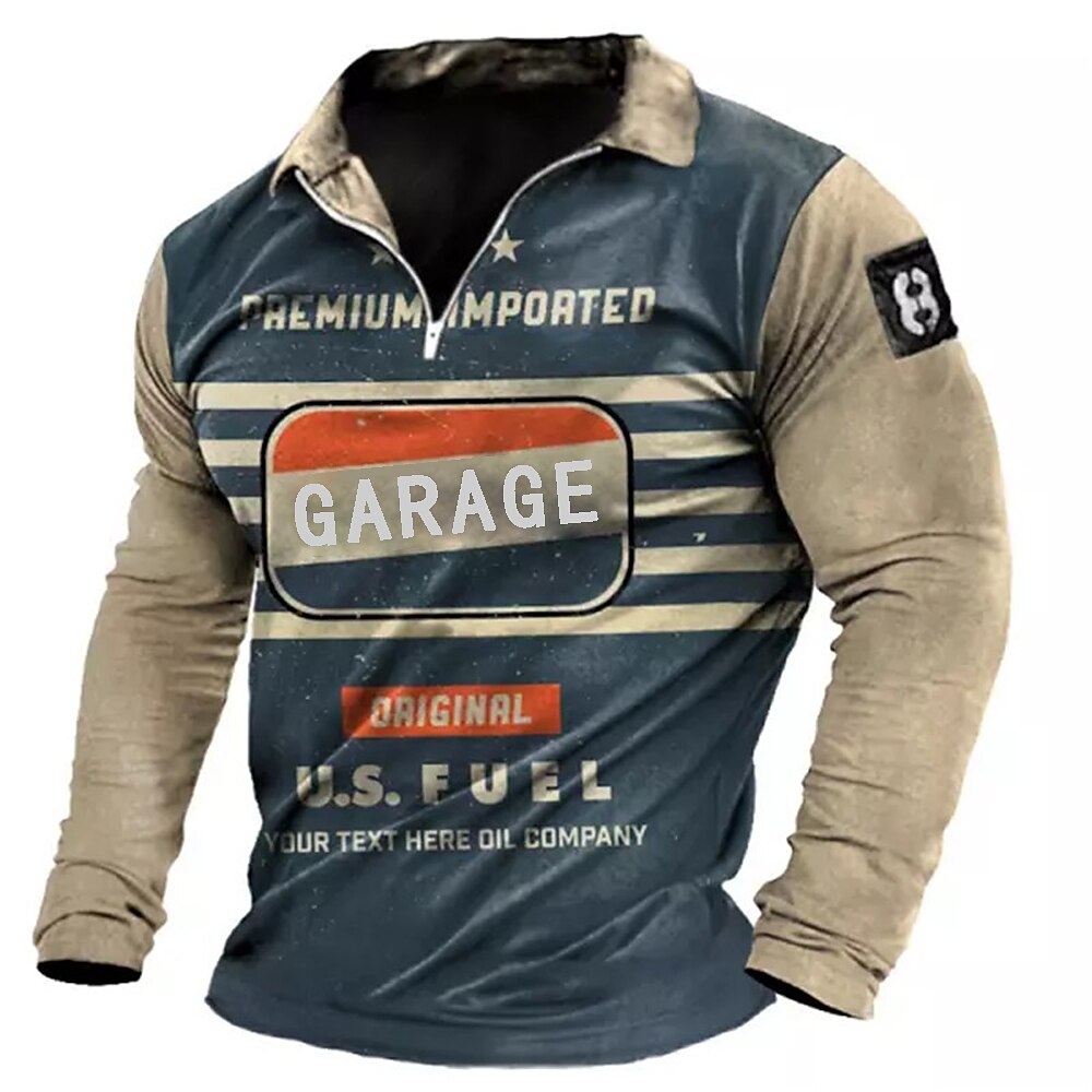 Men's Funny Zip Polo Shirts Golf Shirt Long Sleeve Polo Shirts Collared Shirts Vintage Casual Streetwear Festival Wear Party Outfits 3D Print Quarter Zip Polo Black Yellow Light Green 2025 - $23.99 –P1