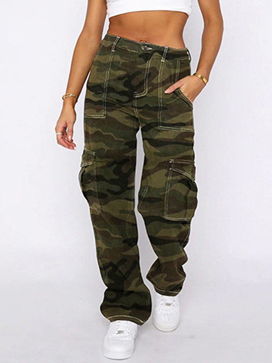 Women‘s Jeans Cargo camo camouflage parachute pants Full Length Fashion Streetwear Street Daily Camouflage S M Fall Winter 2023 - US $34.99 –P1