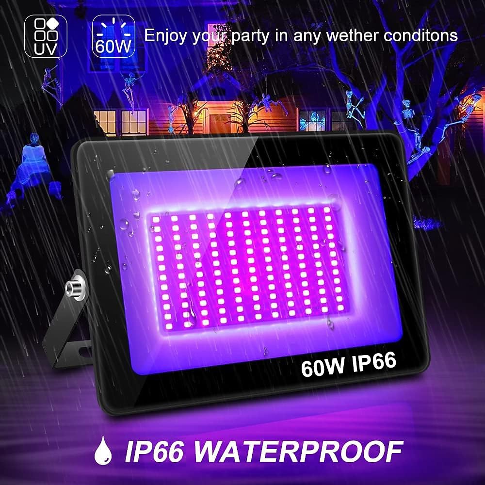 2025年 LEDブラックライト 30W 60W 120W UVフラッドライト395nm-405nm IP66防水高出力ブラックライトスイッチ付きプラグ(59インチ)パーティーやステージUVレジン硬化ペイント用ハロウィン用  コレクション – $65.99 –P6