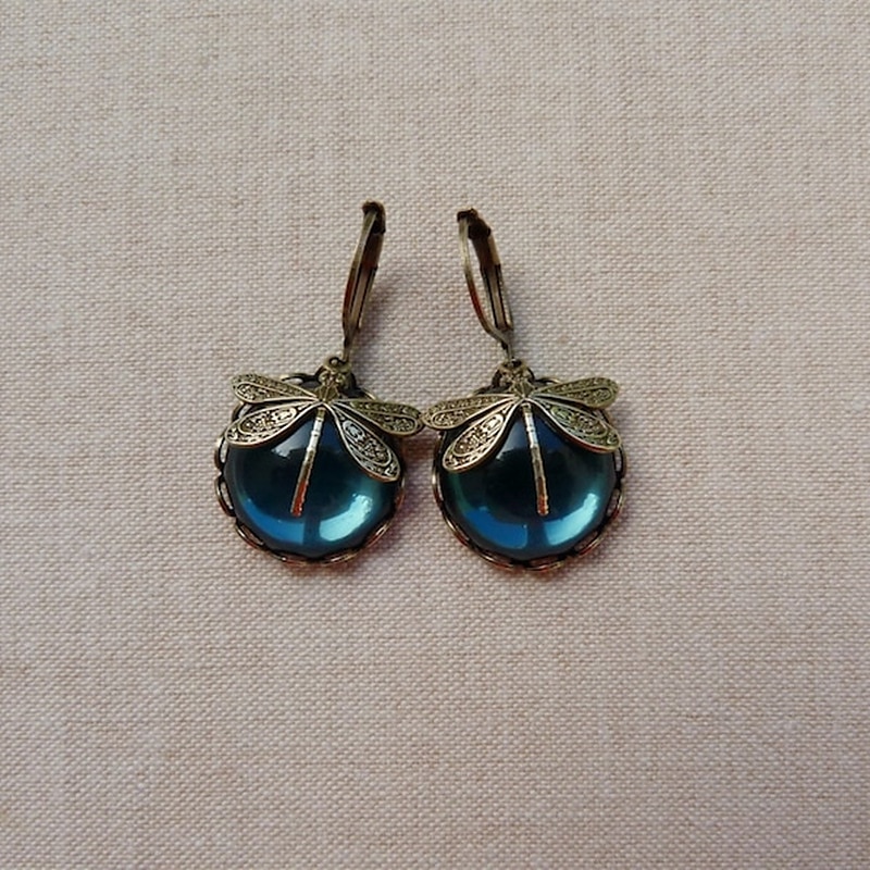 1 Paar Vintage-Ohrhänger mit libellengrünem Kristall, Boho-Ohrringe, Schmuckpakete, Muttertagsgeschenke, Geburtstagsgeschenke, Weihnachtsgeschenke, Geschenke für Frauen und Mädchen, Partygeschenke 2025 - $9.49 –P1