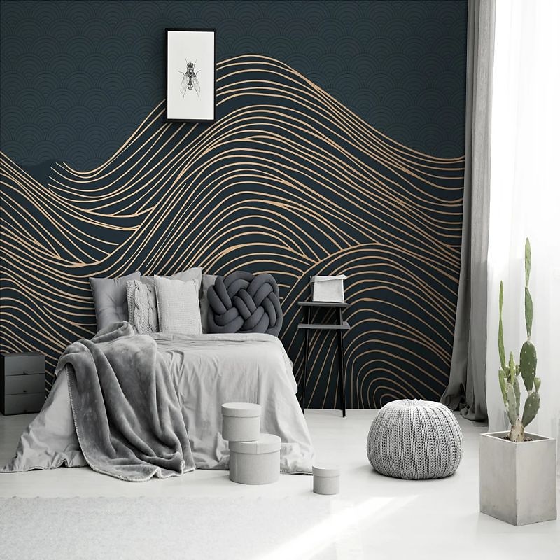 cool wallpapers 3d abstracte muurschildering behang muurschildering muurstickers bladeren abstracte schets foto geschikt voor hotel woonkamer slaapkamer art deco 2025 - $51.99 –P12