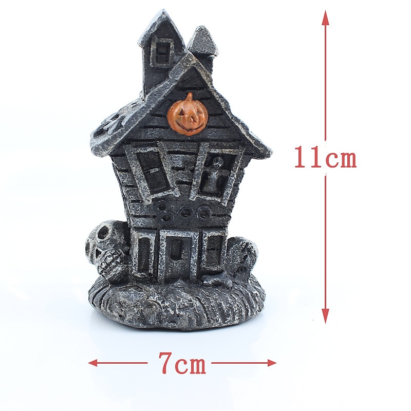 halloween vánoční pryskyřice strašidelný dům - osvětlené halloweenské vesnické domy s figurkami, kolekce halloweenská vesnice ozdoba do interiéru 2025 - $17.49 –P3